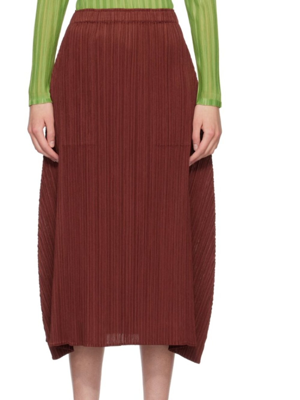 Issey Miyake Pleats Please Burgundy Maxi Skirt - NWT